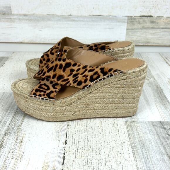 Mark Fisher Womens 8.5 cheetah calf fur and leather espadrilles new leather - Picture 3 of 8